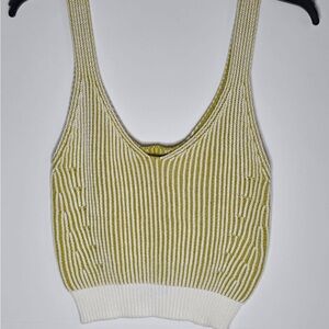 DKNY Yellow and White Knit Top